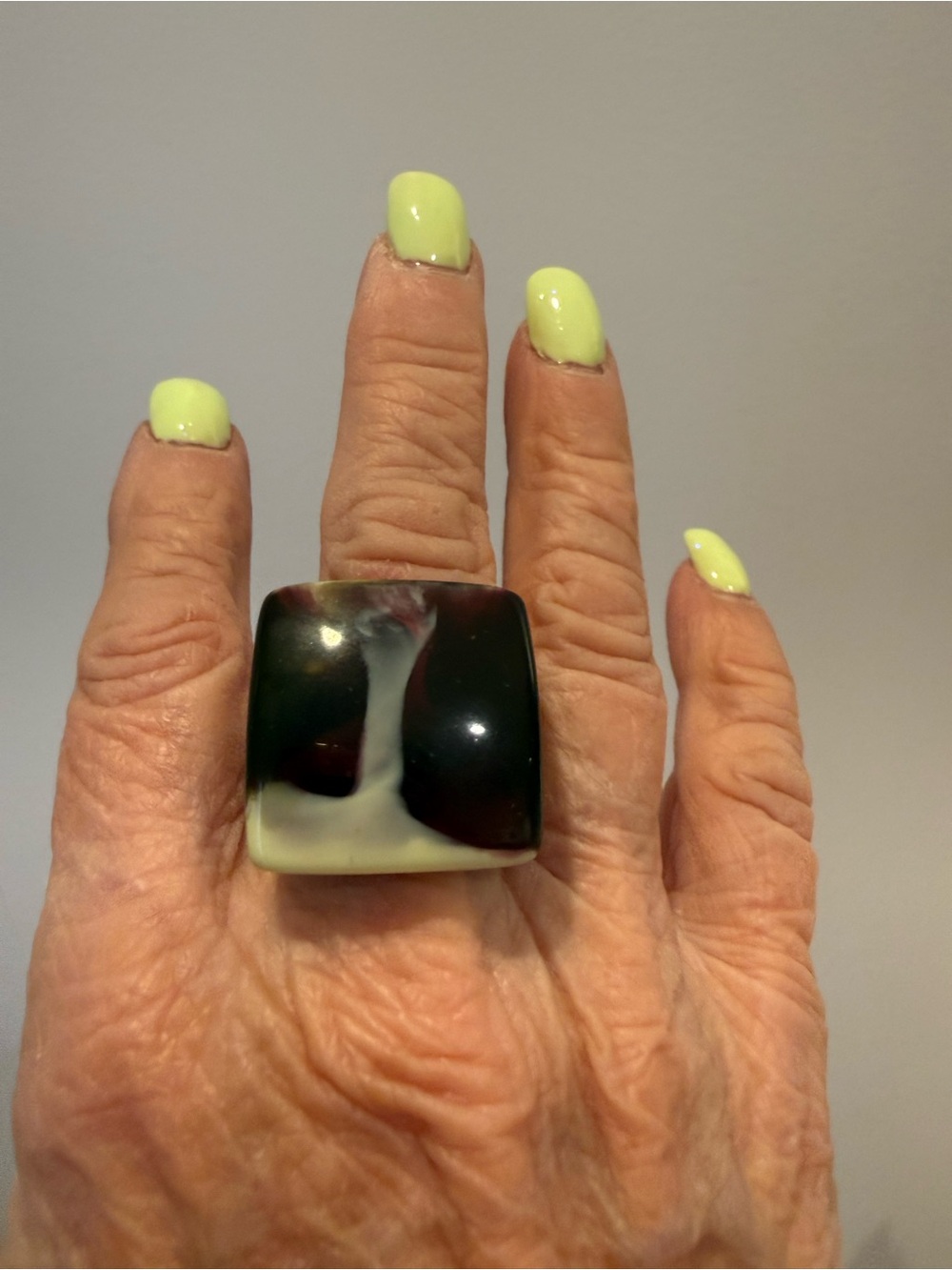 Handmade Black and White Resin Statement Ring